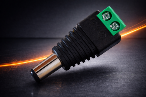 CONECTOR DE CORRIENTE ENS-MC01 MACHO ENSON TIPO JACK 3.5 MM PARA CAMARAS CCTV / CON BLOQUE POLARIZADO